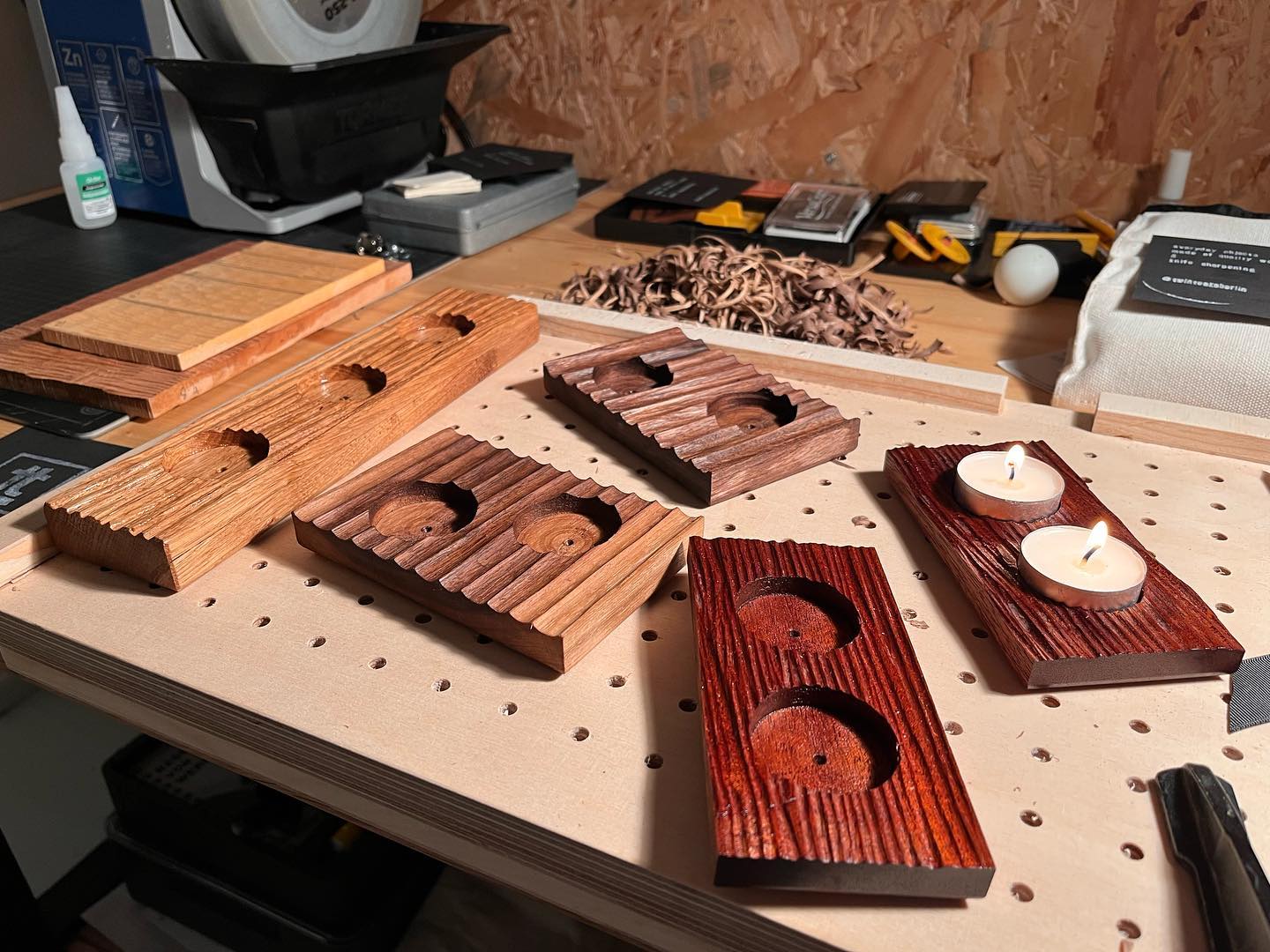 Walnut & Oak Candle Holder